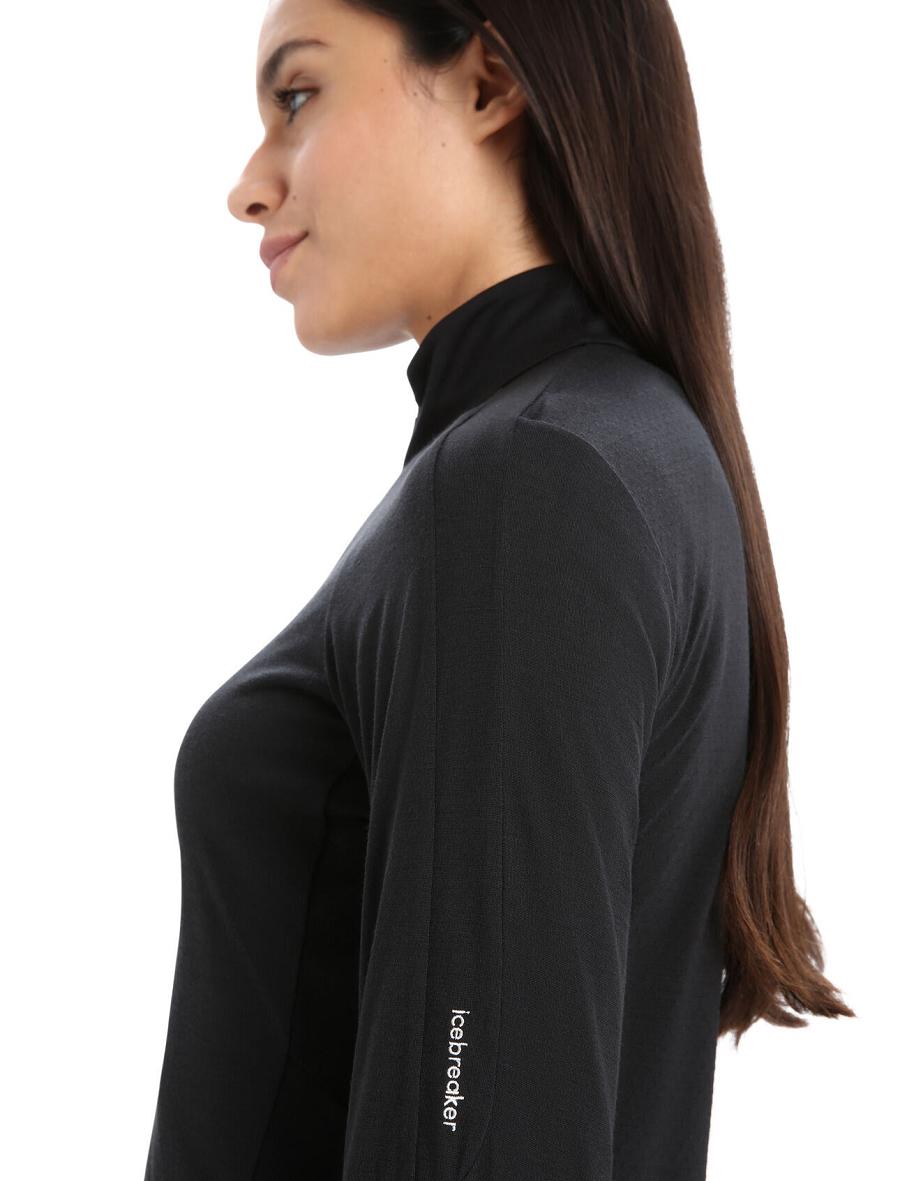 Sweat À Capuche Icebreaker ZoneKnit™ Merino Long Sleeve Zip Femme Noir | FR 1668SGLO